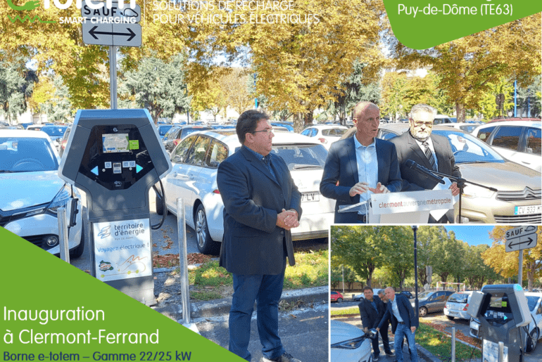 inauguration borne Clermont-Ferrand, deux photos de l'évènement